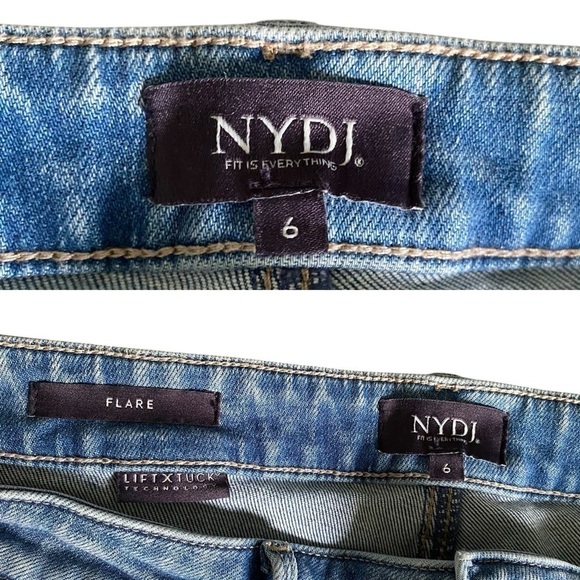 NYDJ Cropped Flare Leg High Waist Ankle Jean in Quinta wash size 6 blue raw hem - Picture 9 of 12